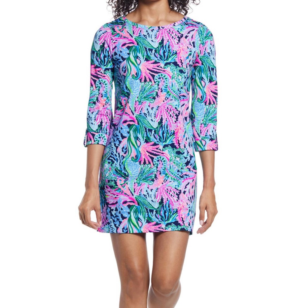 NEW- LILLY PULITZER Linden Dress Bringing Mermaid Back in High Tide Navy - XS